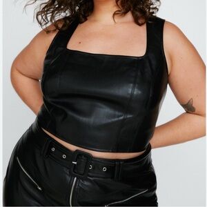Black faux  leather Women's crop Top NWOT